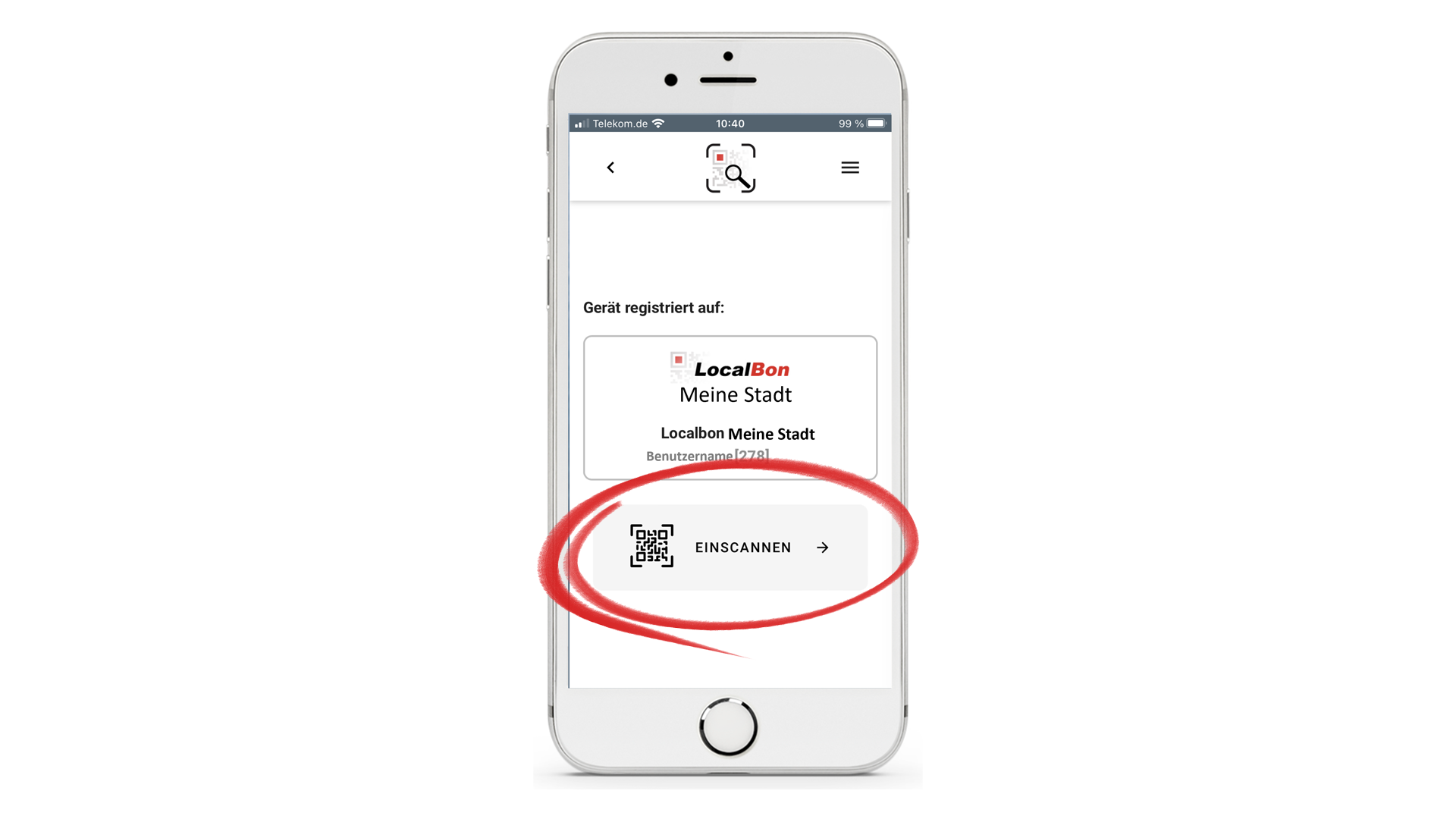 Startbildschirm Einlöse-App